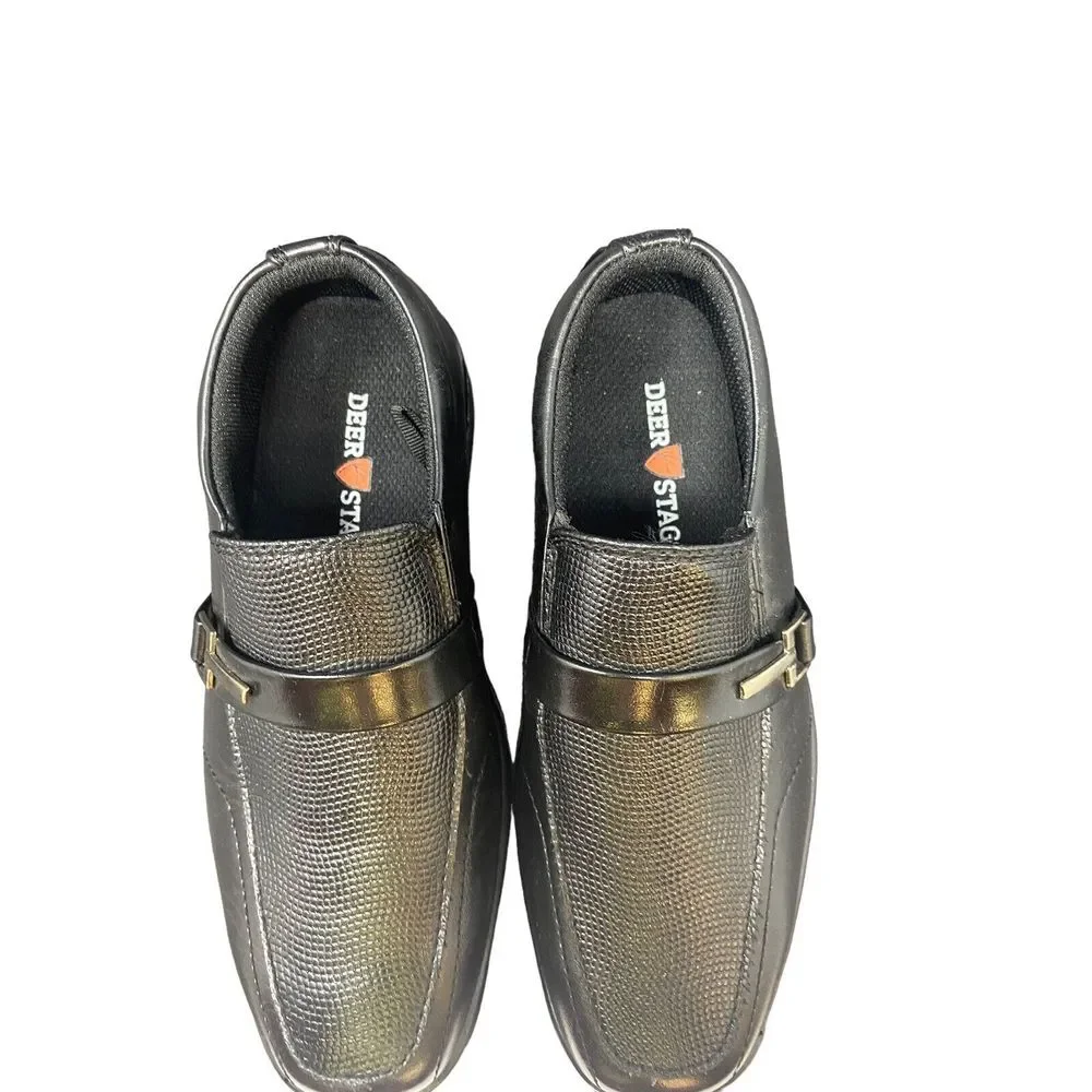 Deer Stags Kid's 1-M Bold Slip On Dress‎ Shoes Comfort Loafer Oxfords Black NEW